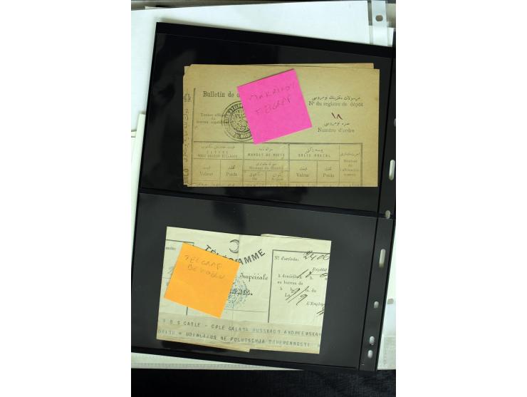 1876/1907 (about), 41 letters, covers, postcards, postal receipts and telegrams with negative seal cancellations incl. rare i