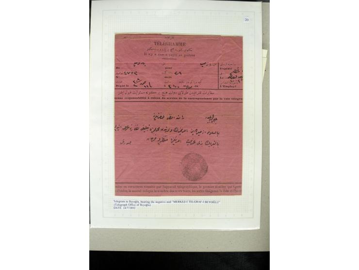 1876/1907 (about), 41 letters, covers, postcards, postal receipts and telegrams with negative seal cancellations incl. rare i