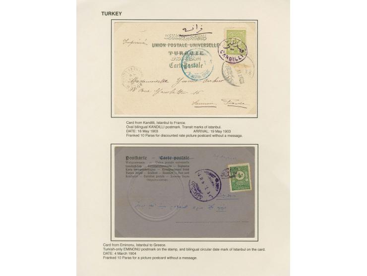 1877/1915 (about), approx. 115 covers, postcards etc. with a wide range of cancellations, also better frankings, destinations