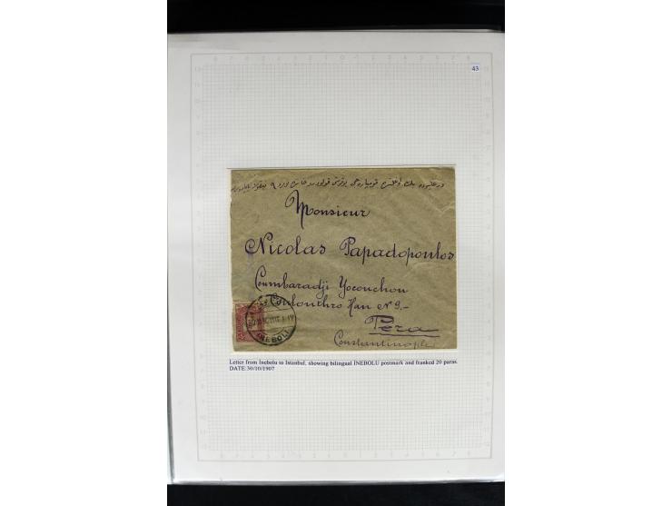 1877/1915 (about), approx. 115 covers, postcards etc. with a wide range of cancellations, also better frankings, destinations
