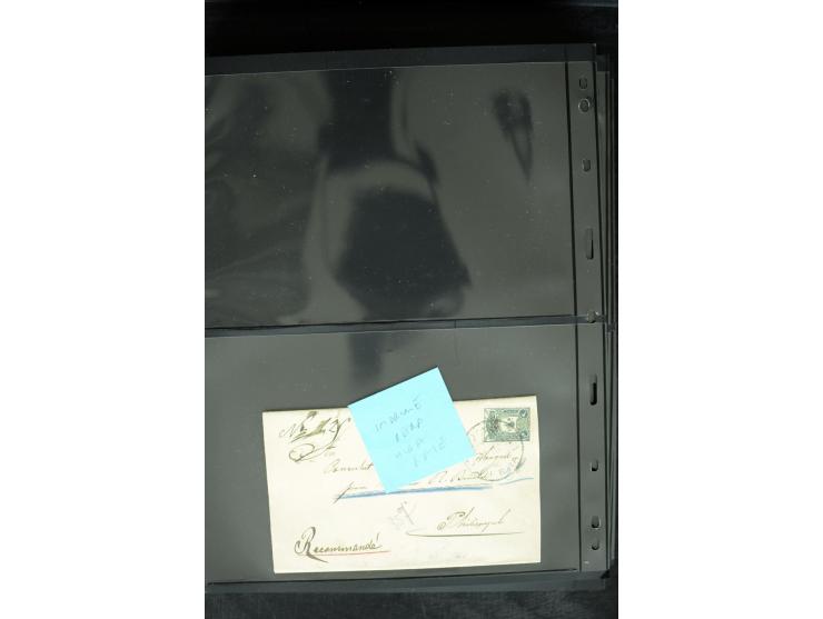 1877/1915 (about), approx. 115 covers, postcards etc. with a wide range of cancellations, also better frankings, destinations