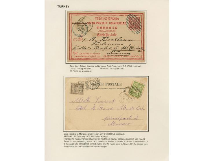 1877/1915 (about), approx. 115 covers, postcards etc. with a wide range of cancellations, also better frankings, destinations