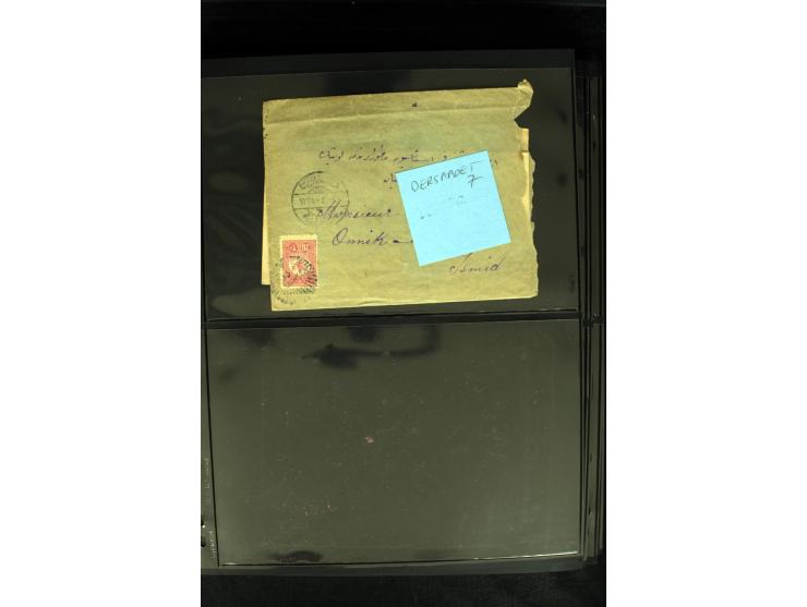 1877/1915 (about), approx. 115 covers, postcards etc. with a wide range of cancellations, also better frankings, destinations