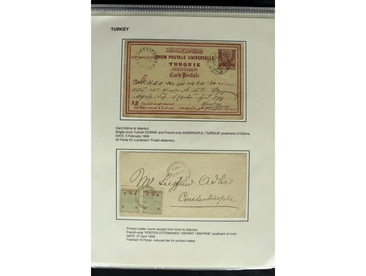 1877/1915 (about), approx. 115 covers, postcards etc. with a wide range of cancellations, also better frankings, destinations