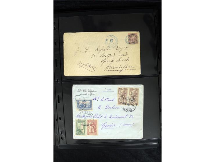 1877/1915 (about), approx. 115 covers, postcards etc. with a wide range of cancellations, also better frankings, destinations