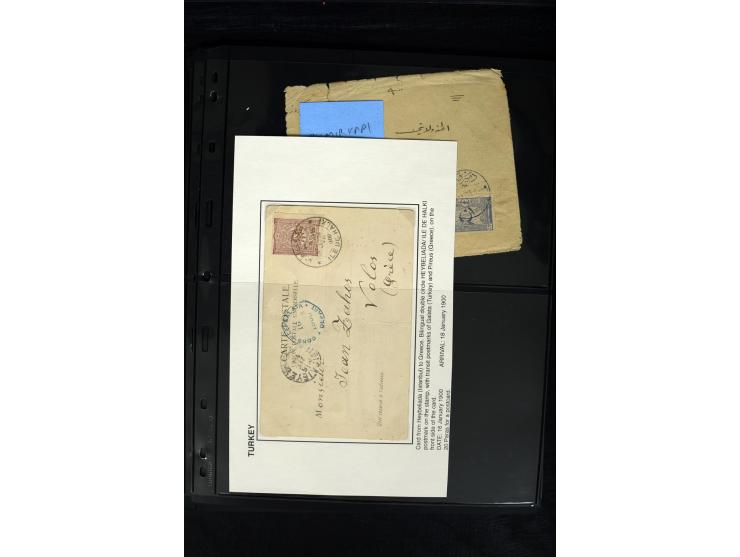 1877/1915 (about), approx. 115 covers, postcards etc. with a wide range of cancellations, also better frankings, destinations