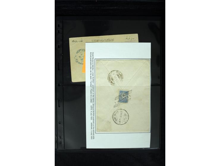 1877/1915 (about), approx. 115 covers, postcards etc. with a wide range of cancellations, also better frankings, destinations