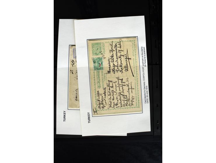 1877/1915 (about), approx. 115 covers, postcards etc. with a wide range of cancellations, also better frankings, destinations