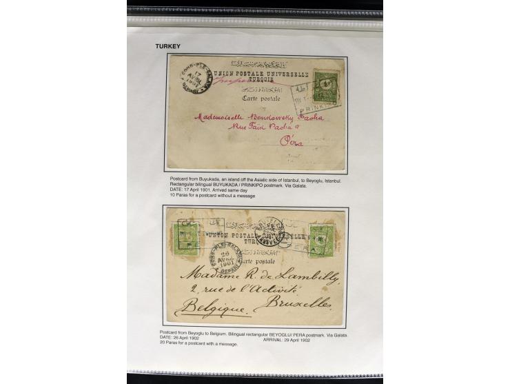 1877/1915 (about), approx. 115 covers, postcards etc. with a wide range of cancellations, also better frankings, destinations