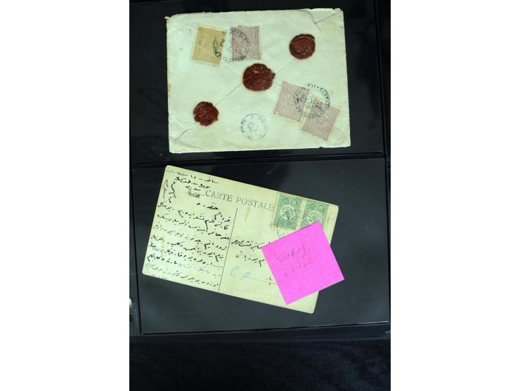 1877/1915 (about), approx. 115 covers, postcards etc. with a wide range of cancellations, also better frankings, destinations