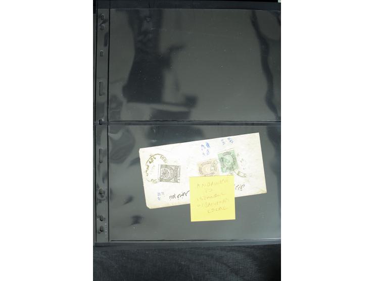 1877/1915 (about), approx. 115 covers, postcards etc. with a wide range of cancellations, also better frankings, destinations