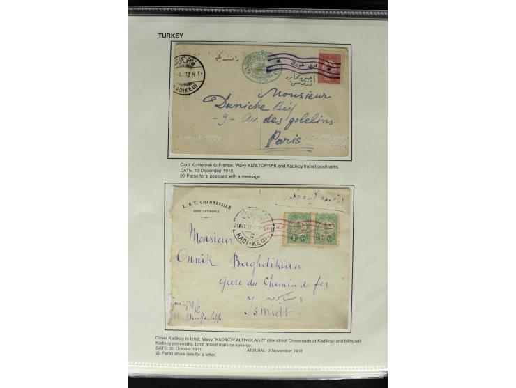1877/1915 (about), approx. 115 covers, postcards etc. with a wide range of cancellations, also better frankings, destinations