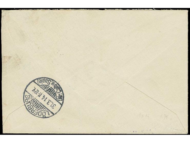 "BUAR 22.1 14", klar auf 30 Pfg. auf R-Brief mit handschriftlichem R-Vermerk "Nr. 3 Buar" und Bahnpost-R-Zettel "Vom Auslande