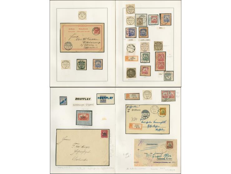 1890/1914, umfangreiche Stempel-Sammlung von Abang-Mbang bis Viktoria auf losen Marken, schönen Briefstücken und einigen Brie