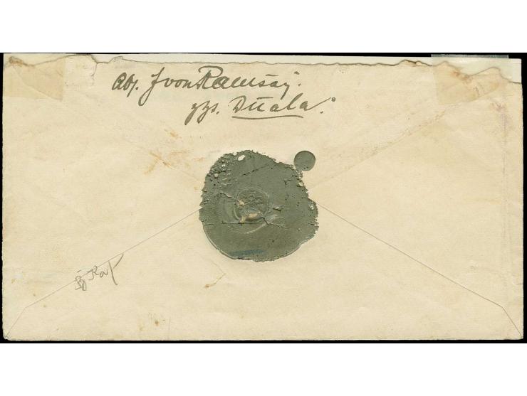 "Deutsch-Französische Grenzexpedition 1912/13 Oberleitung Ost", L2 sauber nebengesetzt auf frankiertem Brief von BUEA 7 11 13