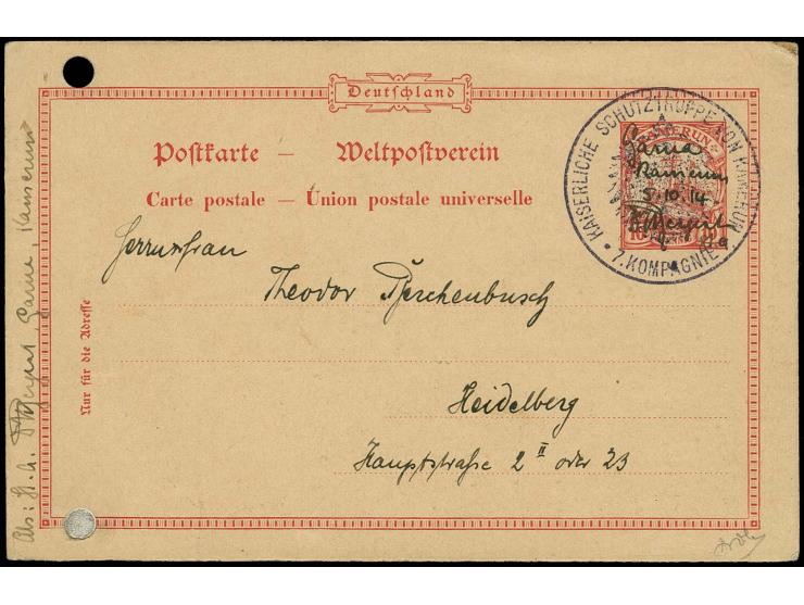 "Garua Kamerun 5.10.14/Unterschrift" handschriftlich auf Ganzsachenkarte 10 Pfg. mit übergesetztem Siegelstempel  "KAISERLICH