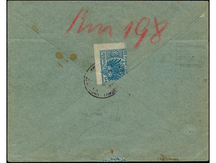 1915, vom Postamt Duala verwendeter Umschlag der Mittellandbahn, verwendet für die Bestellung eines Telegrammes per Flaggenpo