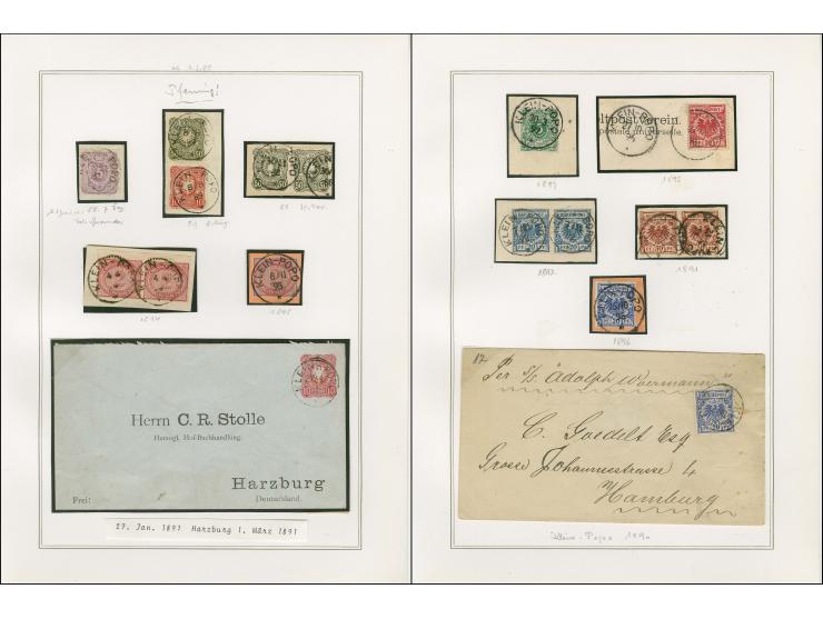 1886/1900, interessante Sammlung mit 25 schönen Briefstücken und 15 Briefen, Karten und Ganzsachen, dabei u.a. früher Brief v