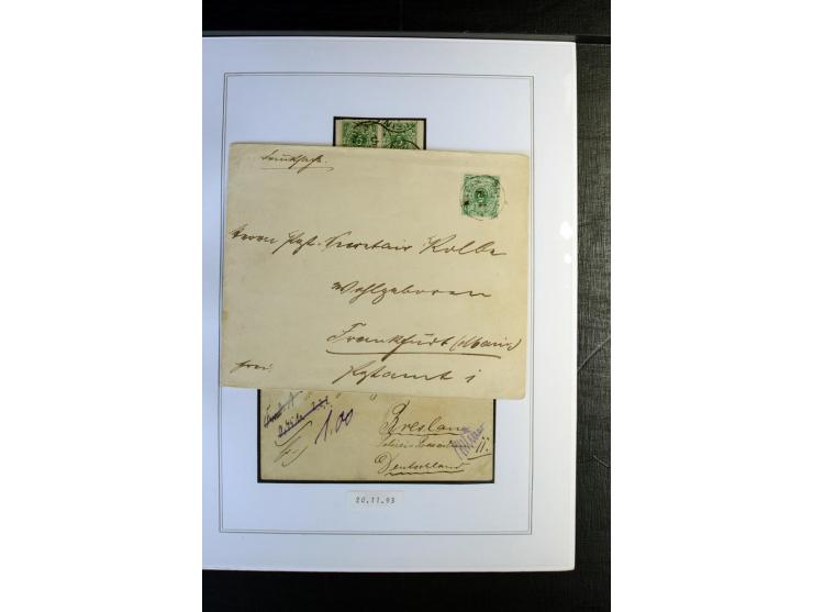 1886/1900, interessante Sammlung mit 25 schönen Briefstücken und 15 Briefen, Karten und Ganzsachen, dabei u.a. früher Brief v