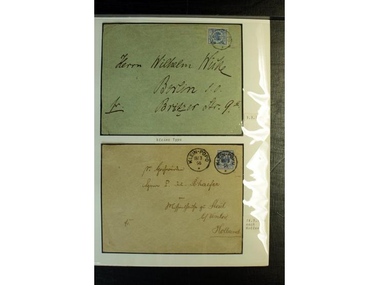 1886/1900, interessante Sammlung mit 25 schönen Briefstücken und 15 Briefen, Karten und Ganzsachen, dabei u.a. früher Brief v