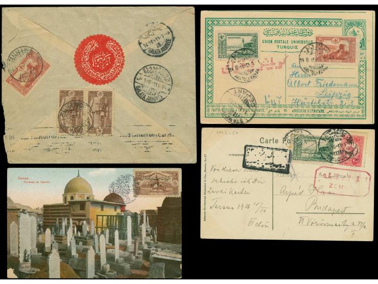 1915/16, 2 postcards and cover with censor marks or label, also one postcard cto.