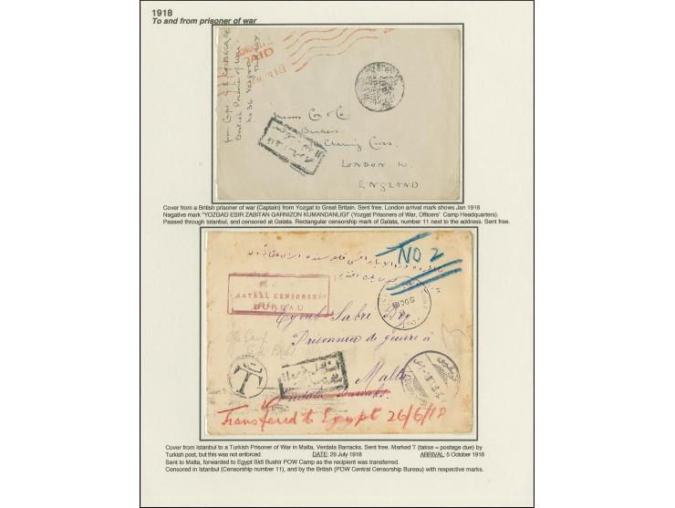 POW: 1913/19 (ca.), 13 cards and covers to and from prisoners of war, many different camps incl Malta, Egypt, Sibiria etc., a