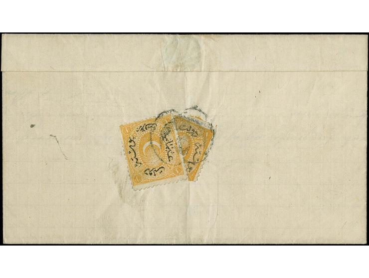 "5", Arabic numeral cancel on 1875, 1 pia. bisect and entire stamp on reverse of folded letter from Izmir to Bayendir, fine