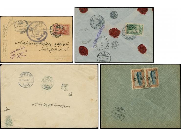 OTTOMAN EMPIRE: 1860/1918 (ca.), over 140 postcards, letters, newspapers and postal documents incl. scarce cancellations, rai