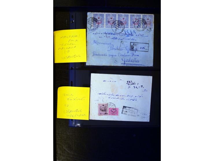 OTTOMAN EMPIRE: 1860/1918 (ca.), over 140 postcards, letters, newspapers and postal documents incl. scarce cancellations, rai
