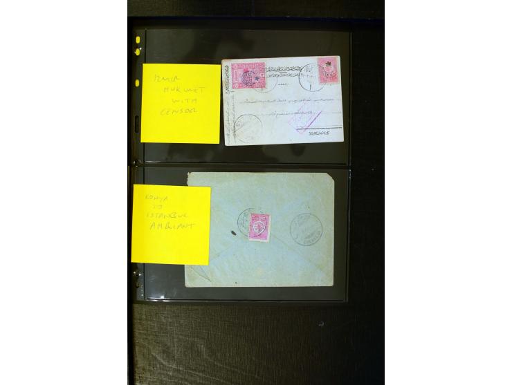 OTTOMAN EMPIRE: 1860/1918 (ca.), over 140 postcards, letters, newspapers and postal documents incl. scarce cancellations, rai
