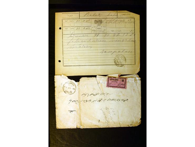 OTTOMAN EMPIRE: 1860/1918 (ca.), over 140 postcards, letters, newspapers and postal documents incl. scarce cancellations, rai