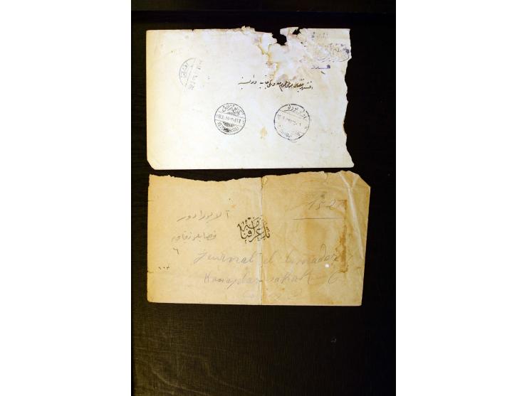OTTOMAN EMPIRE: 1860/1918 (ca.), over 140 postcards, letters, newspapers and postal documents incl. scarce cancellations, rai