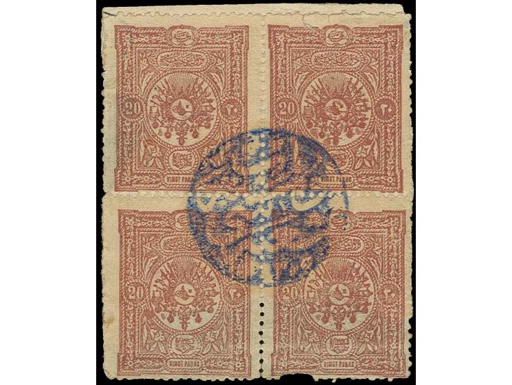 1863/1918 (ca.), stock book full of stamps on pieces, multiples and single stamps with different type cancellations incl. rar