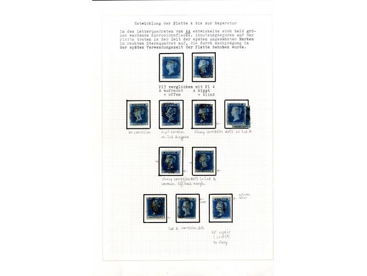 1854/55, plating study of the states and repairs of the &sbquo;A«-row and «T»-row stamps of plate 4 (imperf. & perf.), includ