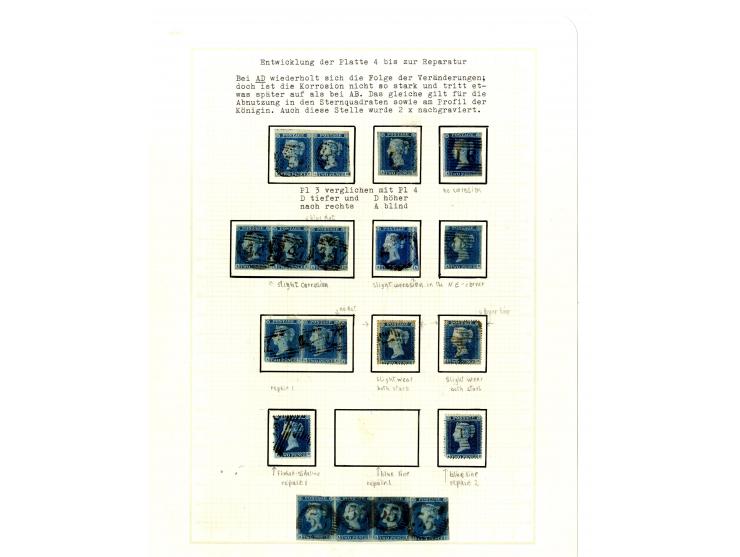 1854/55, plating study of the states and repairs of the &sbquo;A«-row and «T»-row stamps of plate 4 (imperf. & perf.), includ