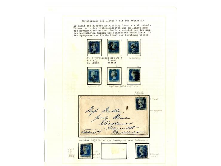 1854/55, plating study of the states and repairs of the &sbquo;A«-row and «T»-row stamps of plate 4 (imperf. & perf.), includ