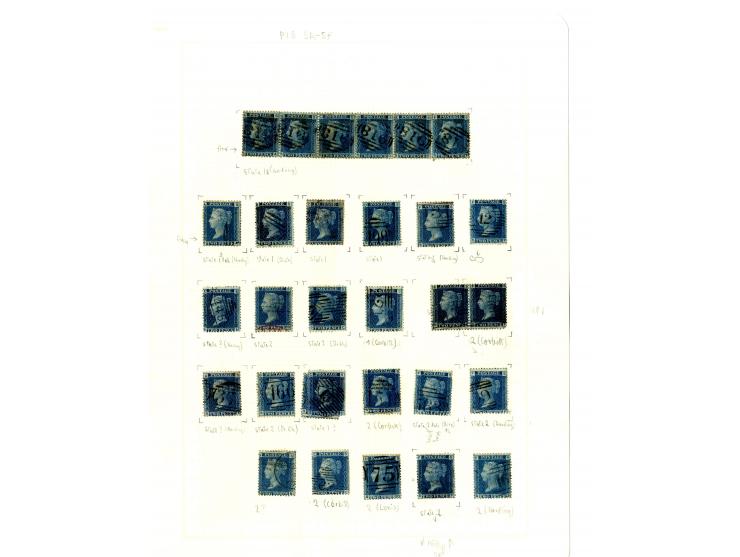 1858/79, 2d blue plate 8, the interesting study of the states (wear) and repairs of the plate, in total more than 280 stamps 
