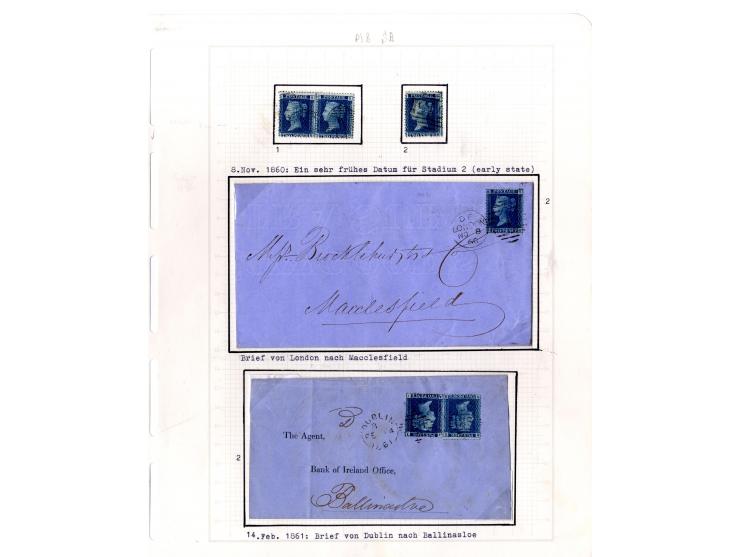 1858/79, 2d blue plate 8, the interesting study of the states (wear) and repairs of the plate, in total more than 280 stamps 