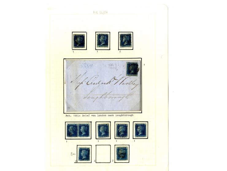 1858/79, 2d blue plate 8, the interesting study of the states (wear) and repairs of the plate, in total more than 280 stamps 