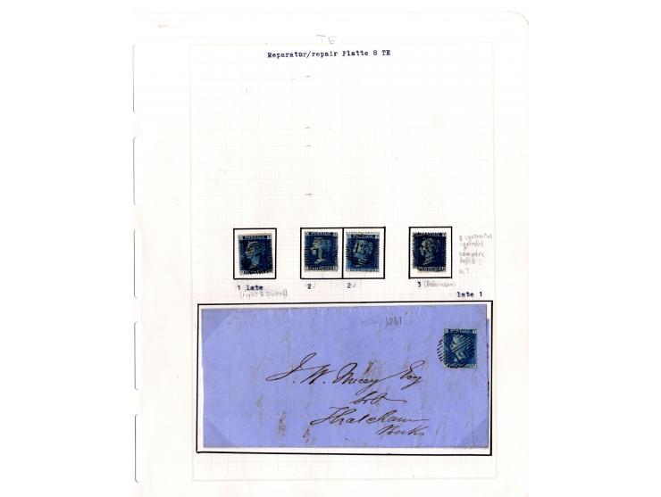 1858/79, 2d blue plate 8, the interesting study of the states (wear) and repairs of the plate, in total more than 280 stamps 