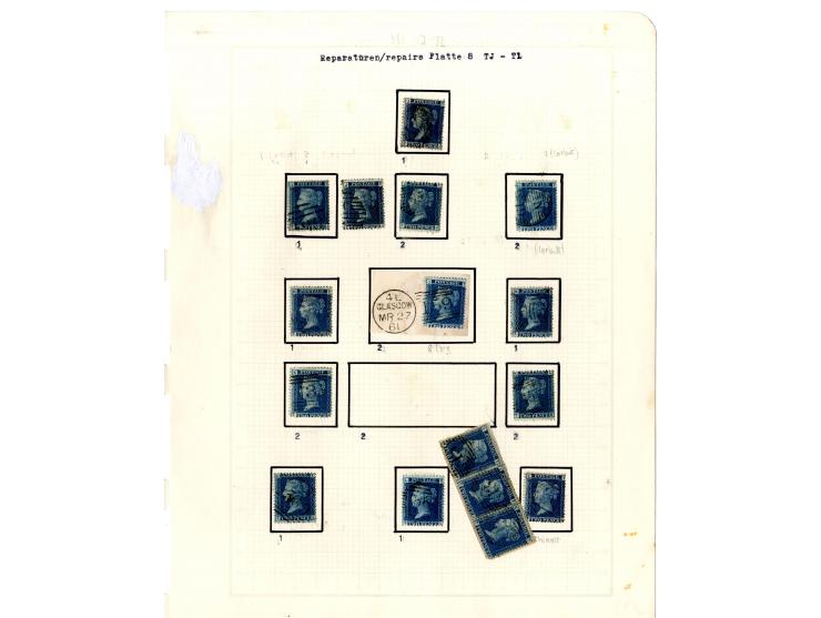 1858/79, 2d blue plate 8, the interesting study of the states (wear) and repairs of the plate, in total more than 280 stamps 