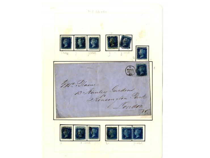 1858/79, 2d blue plate 8, the interesting study of the states (wear) and repairs of the plate, in total more than 280 stamps 