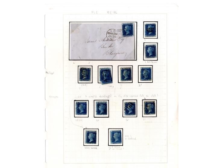1858/79, 2d blue plate 8, the interesting study of the states (wear) and repairs of the plate, in total more than 280 stamps 