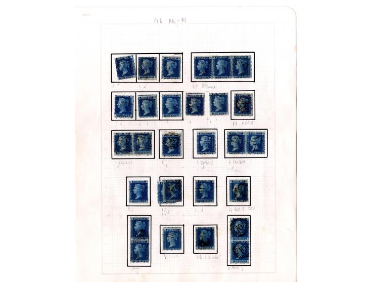 1858/79, 2d blue plate 8, the interesting study of the states (wear) and repairs of the plate, in total more than 280 stamps 
