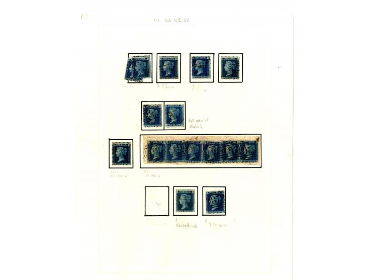 1858/79, 2d blue plate 8, the interesting study of the states (wear) and repairs of the plate, in total more than 280 stamps 