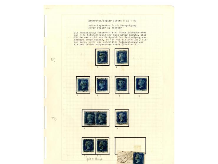 1858/79, 2d blue plate 8, the interesting study of the states (wear) and repairs of the plate, in total more than 280 stamps 