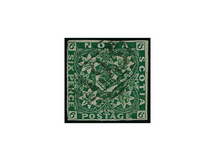 6 d. deep green, clear to large margins, just touched at one corner, cancelled by clear central mail boat marking "A95"; tiny