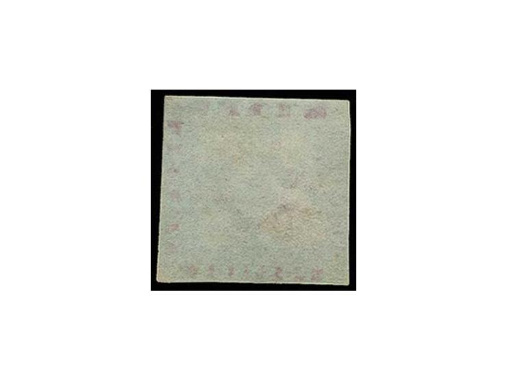 1 sh. purple, clear to good margins, lightly cancelled, somewhat thinned, otherwise fine