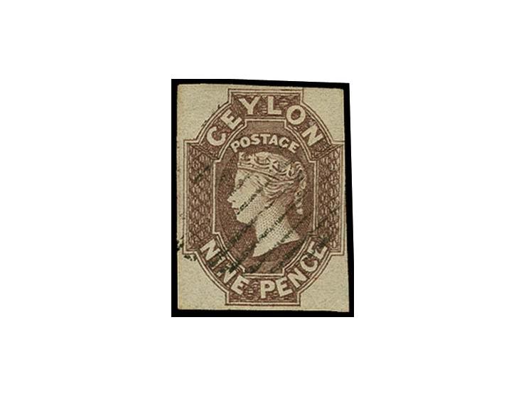 1857/59, 9 p. purple-brown, cut in outer frame at upper right, otherwise clear to wide margins, lightly cancelled, fine (SG £