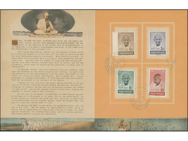 1948, Gandhi 1½ a.-10 r., tied by special first day cancellation to special booklet, fine